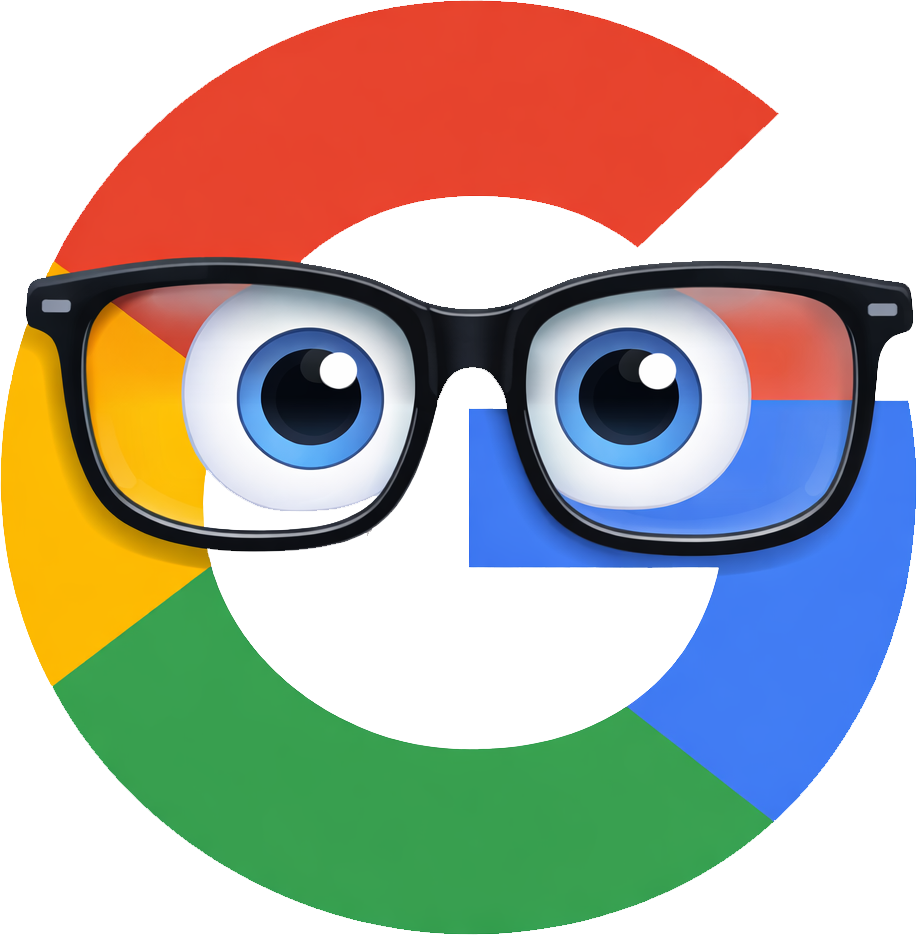 Icona di Google con occhiali che rappresenta un sito web difficile da trovare nei risultati di ricerca